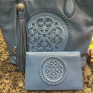 Brighton Gabriella tote and matching wallet, rare blue color